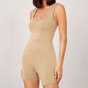 SHEIN Solid Form Fitted Unitard Romper